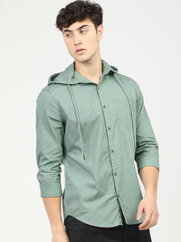 HIGHLANDER Men Green Slim Fit Opaque Casual Shirt