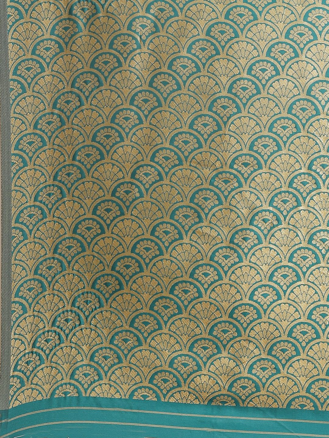Saree mall Green & Golden Floral Woven Design Banarasi Saree