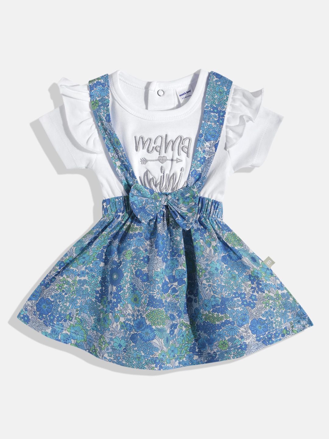 Moms Love Infant Girls Floral Print Bow Detail Pleated Fit & Flare Dress