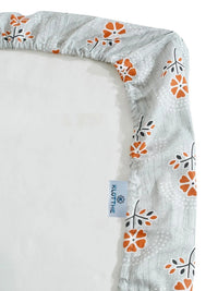 Moda Rapido X KLOTTHE Grey & Orange Floral 400 TC Single Bedsheet with 1 Pillow Covers