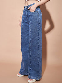SASSAFRAS BASICS Women Straight Fit High-Rise Clean Look Heavy Fade Jeans