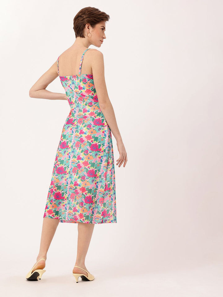 DressBerry Girly Glam Printed Soft Net A-Line Midi Dress