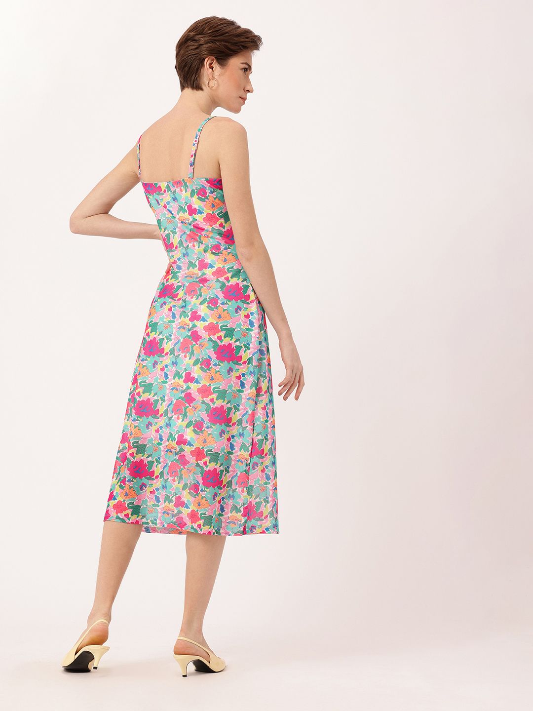 DressBerry Girly Glam Printed Soft Net A-Line Midi Dress