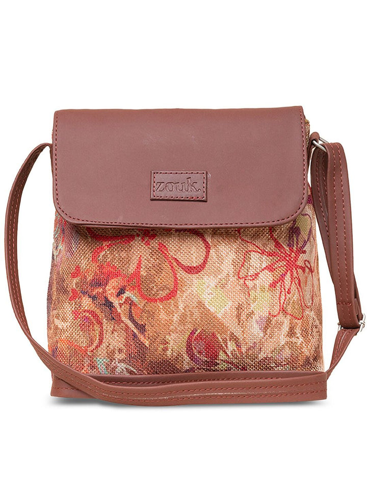ZOUK Floral Printed Structured Sling Bag