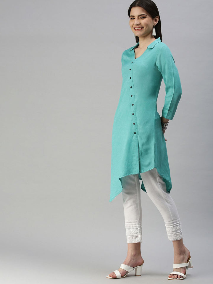 Global Desi Sea Green Asymmetric Tunic