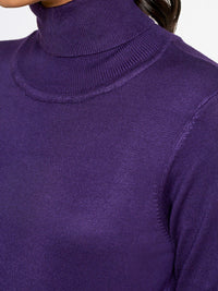 AND Women Purple Solid High Neck Top