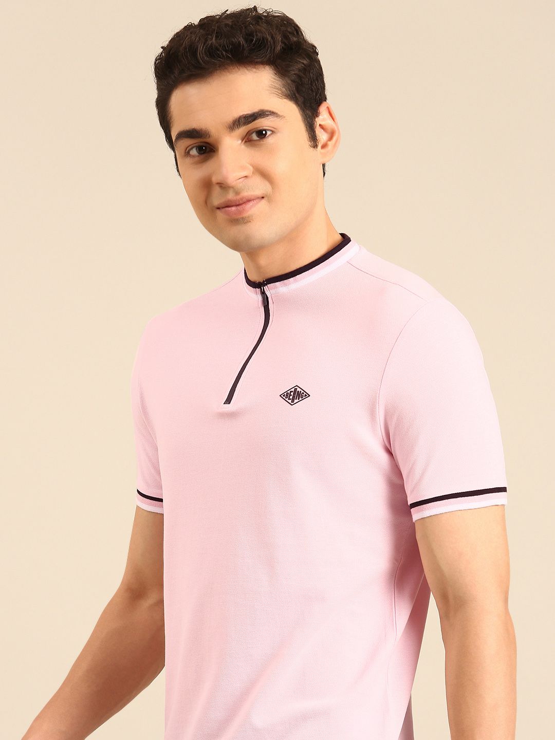 Being Human Mock Collar Pure Cotton T-shirt