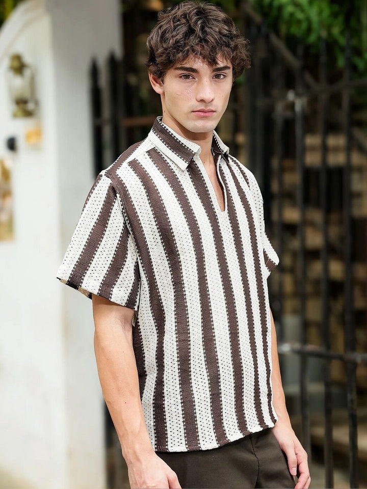 Eszett Men Classic Striped Casual Shirt
