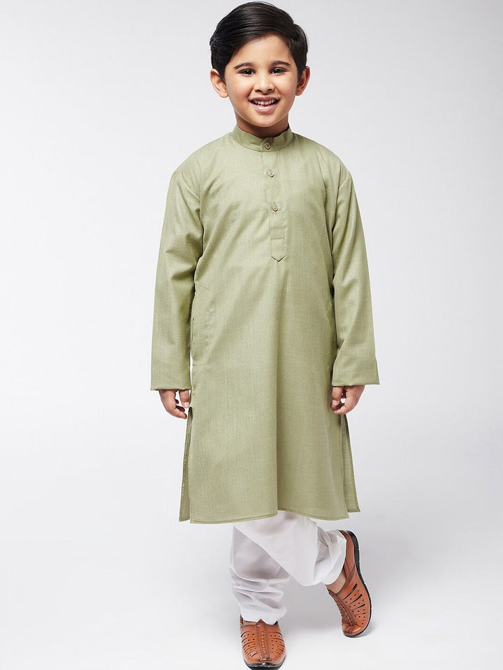 SOJANYA Boys Green Solid Kurta