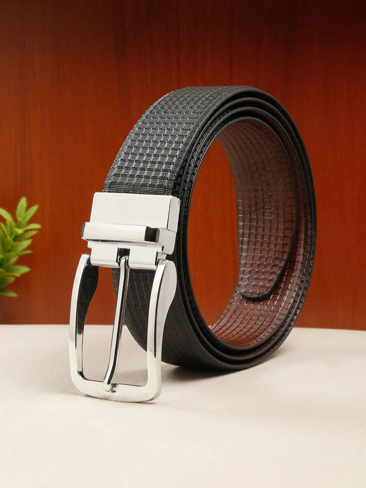 Teakwood Leathers Men Textured Leather Reversible Formal Belt