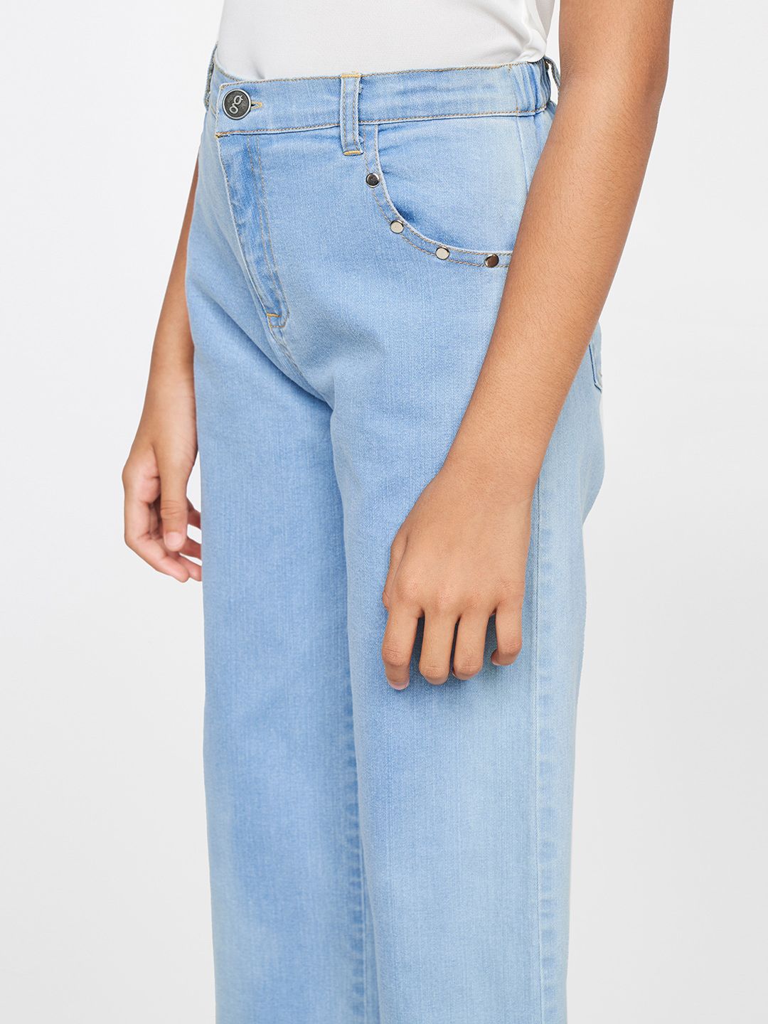 Global Desi Girls Blue Solid Culottes Trousers