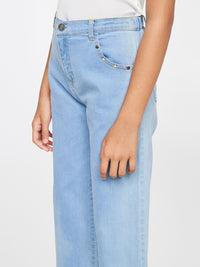 Global Desi Girls Blue Solid Culottes Trousers