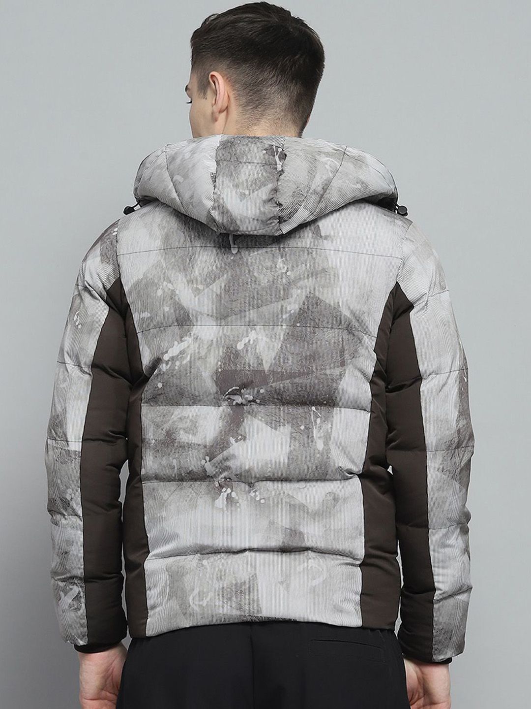 Monte Carlo Men Hooded Abstract Printed Casual Puffer Lightweight Jacket