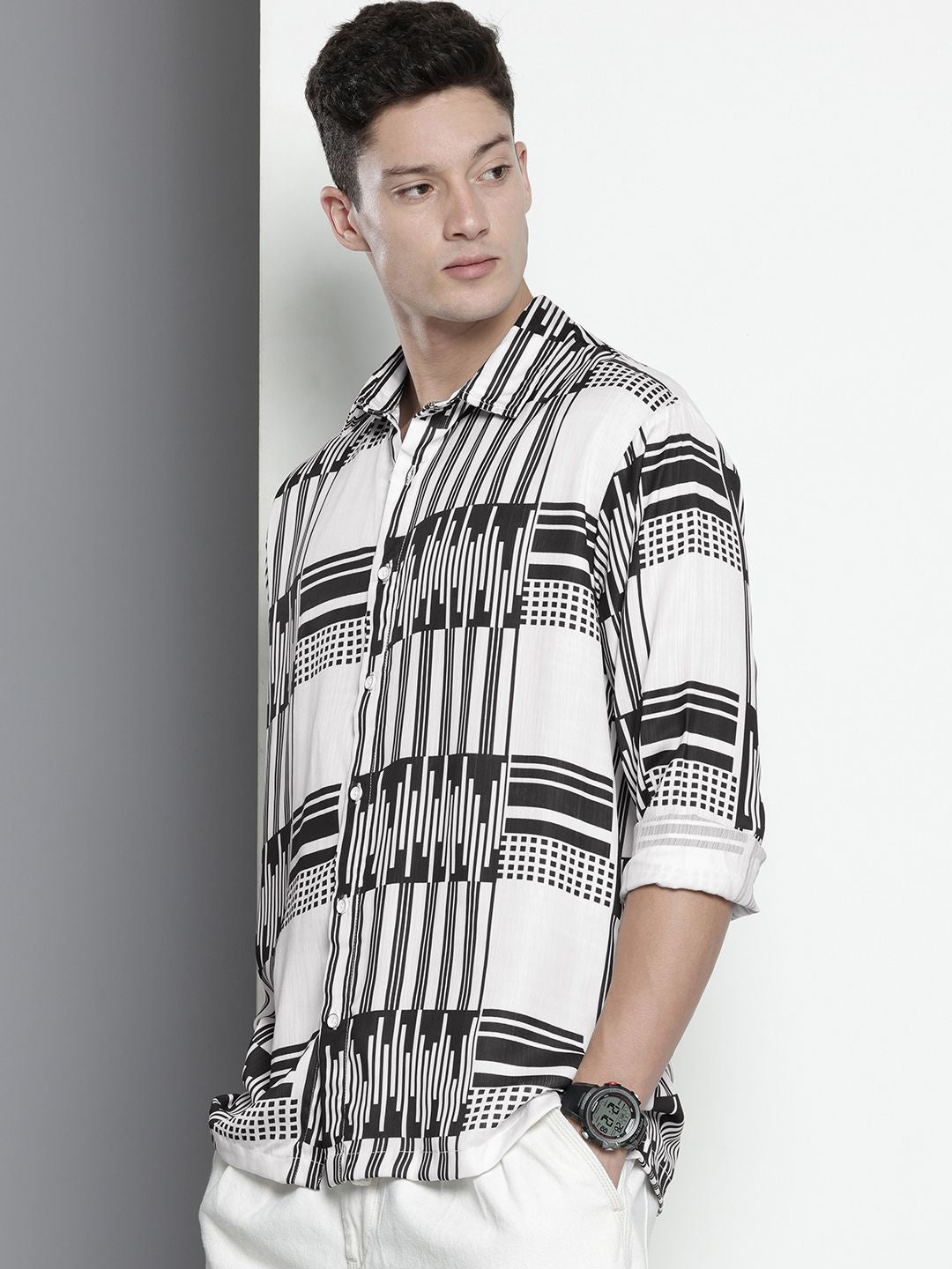 The Indian Garage Co Geometric Printed Drop-Shoulder Sleeves Relaxed Fit Casual Shirt