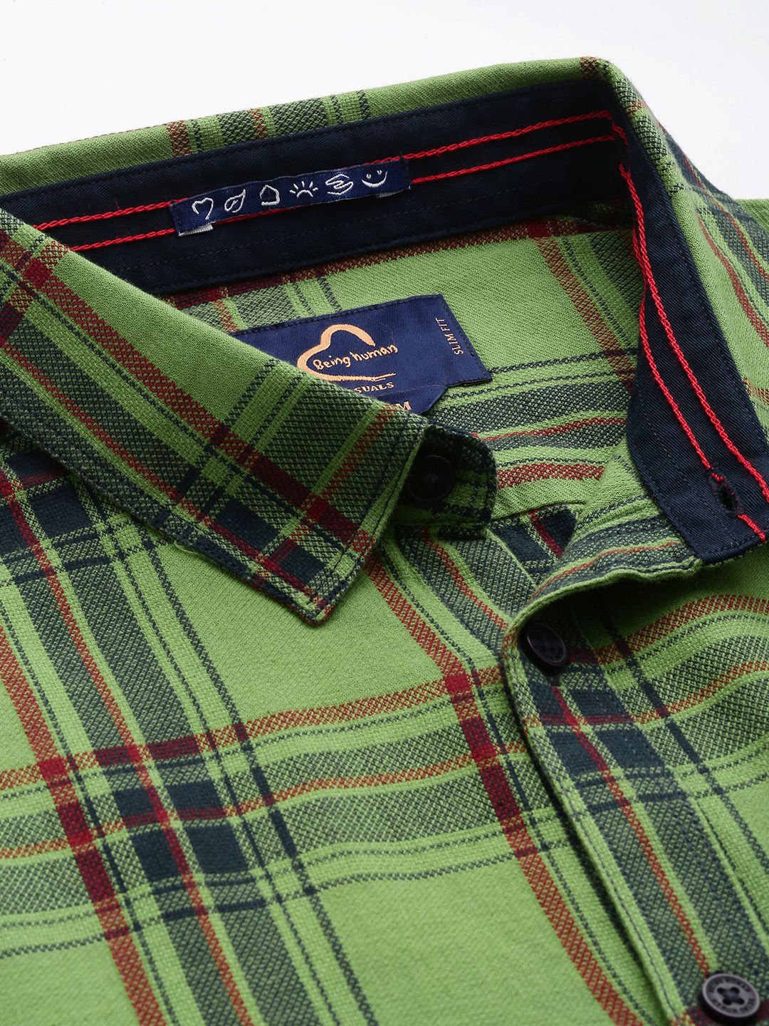 Being Human Pure Cotton Slim Fit Checked Casual Shirt