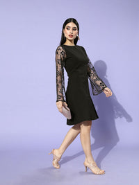 Athena Women Black Embellished Sheer Dress