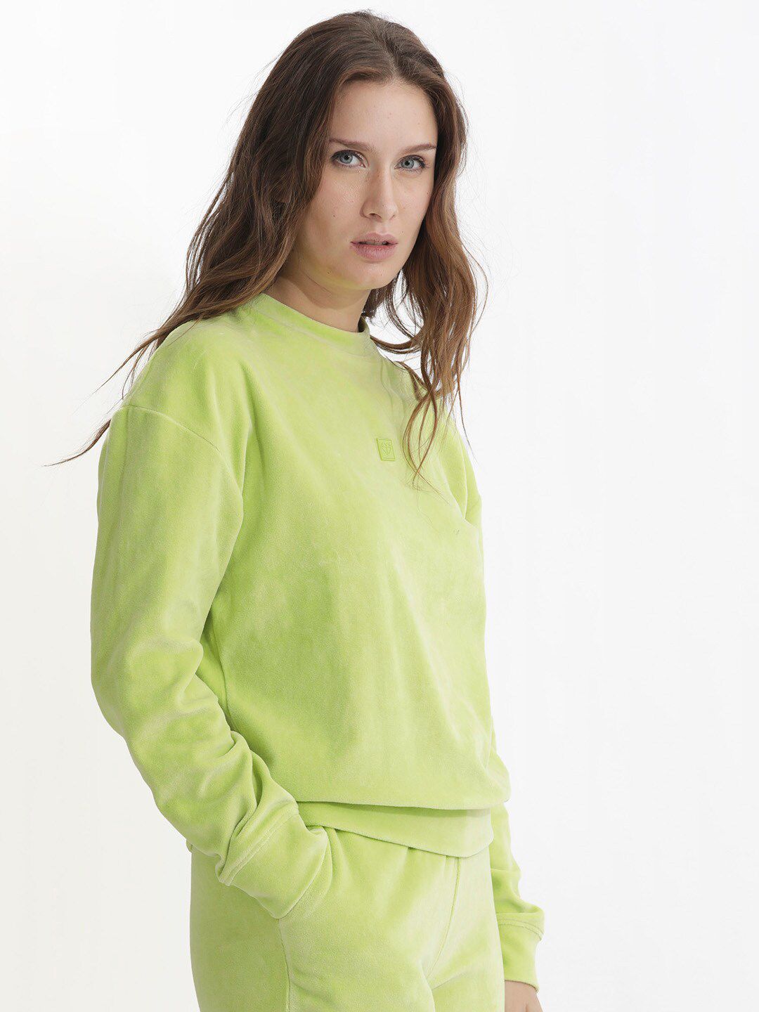 Rareism bulat leher kapas pullover sweatshirt