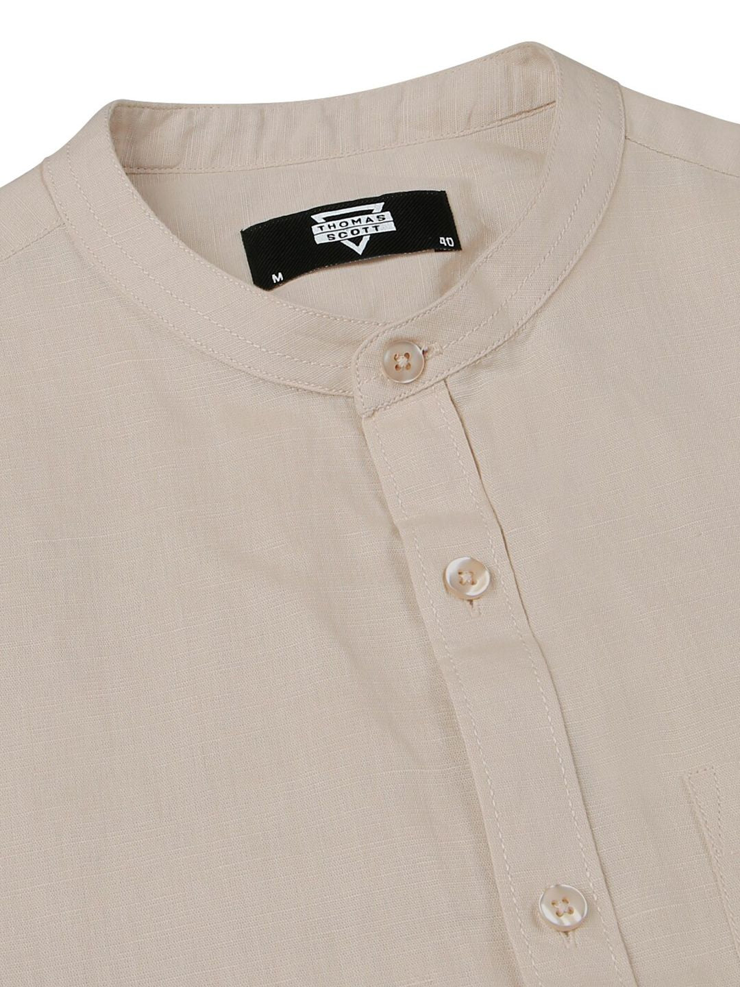 Thomas Scott Premium Cotton Linen Slim Fit Opaque Casual Shirt
