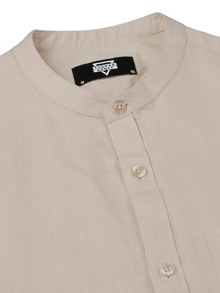 Thomas Scott Premium Cotton Linen Slim Fit Opaque Casual Shirt