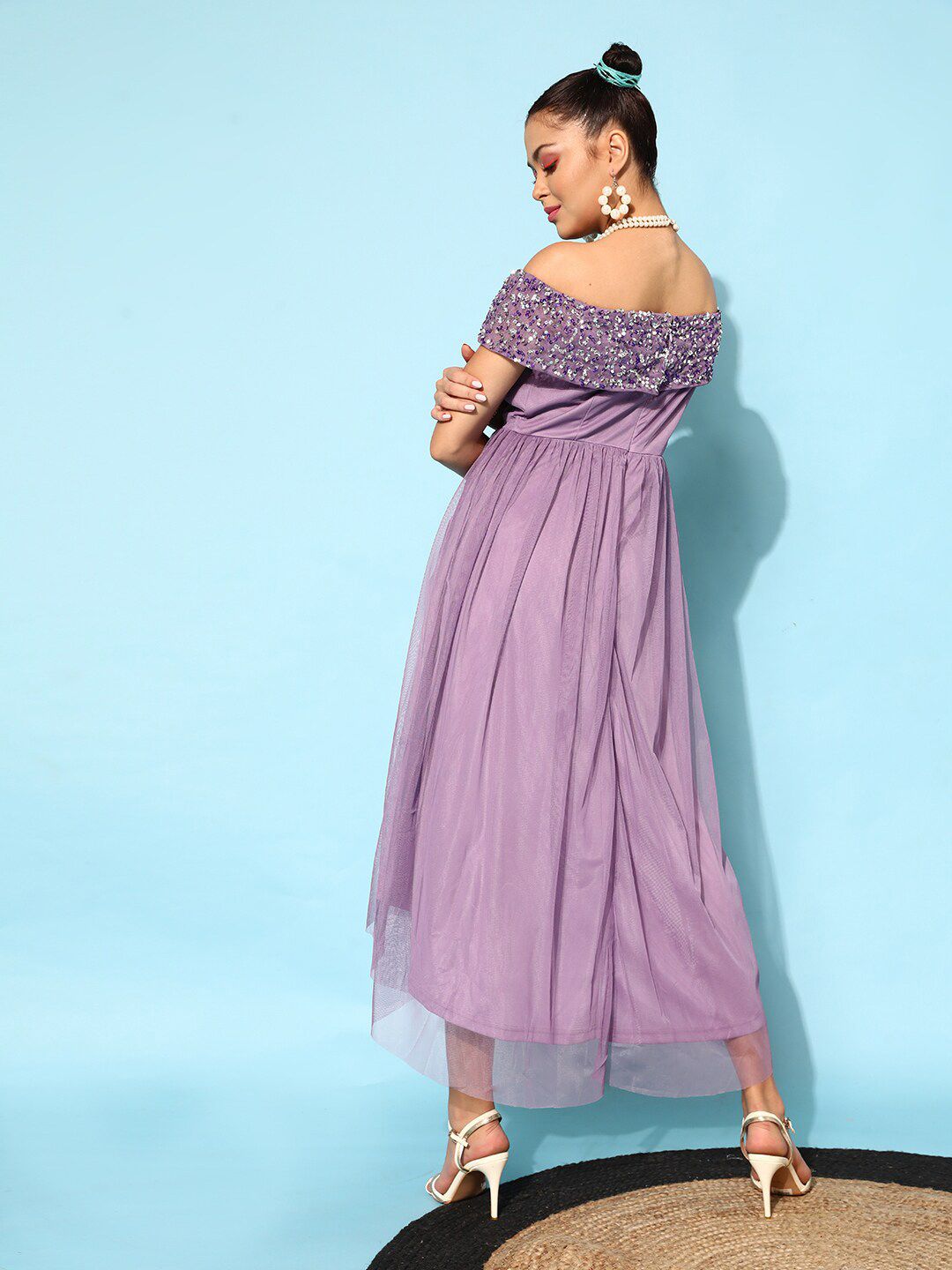 STREET 9 Women Lavender Solid Dress