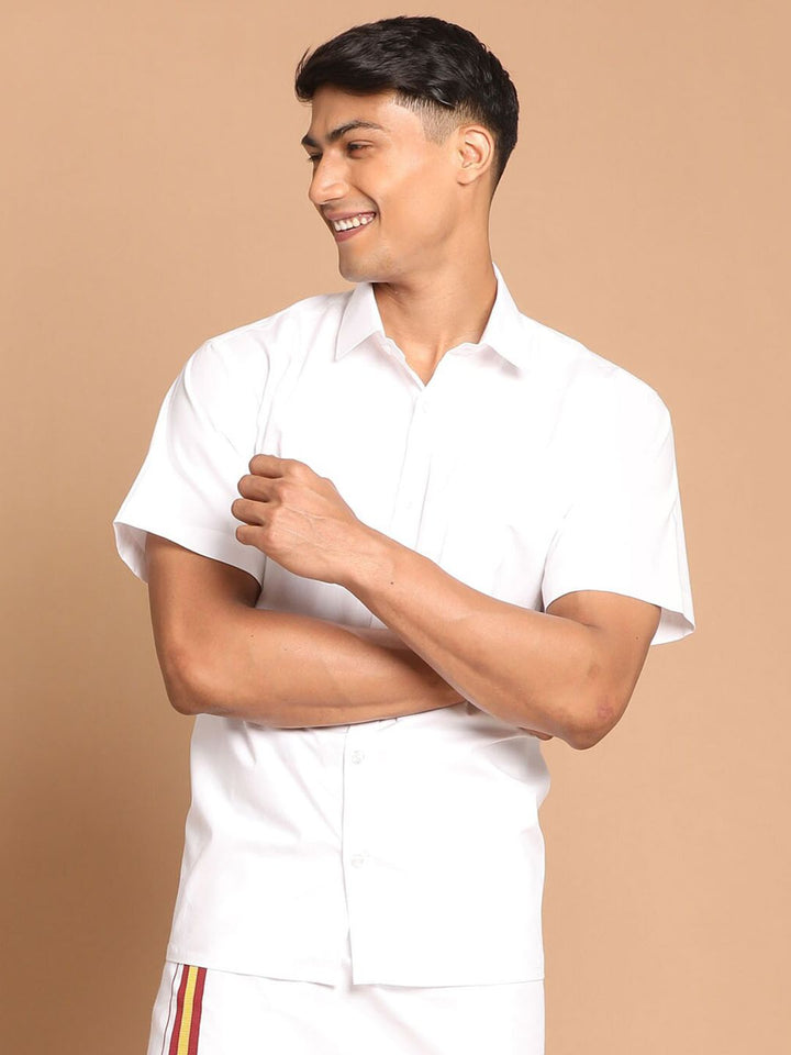 VASTRAMAY Men White Premium Casual Shirt