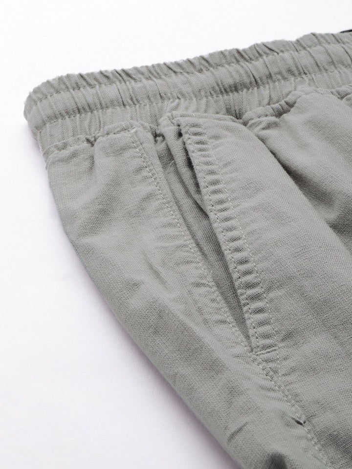 The Indian Garage Co Men Grey Slim Fit Cotton Trousers