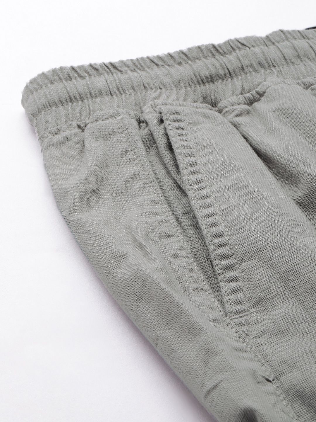 The Indian Garage Co Men Grey Slim Fit Cotton Trousers