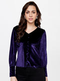 AND Cuffed Sleeves Empire Velvet Top