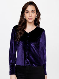 AND Cuffed Sleeves Empire Velvet Top