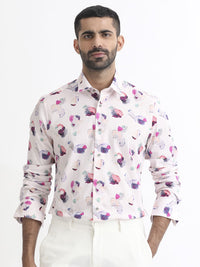 RARE RABBIT Men Pink Standard Slim Fit Printed Casual Shirt