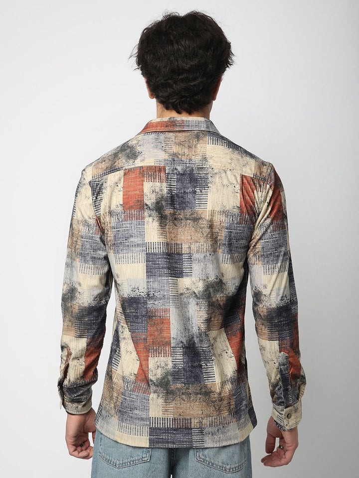 VASTRADO Men Classic Spread Collar Abstract Printed Cotton Casual Shirt