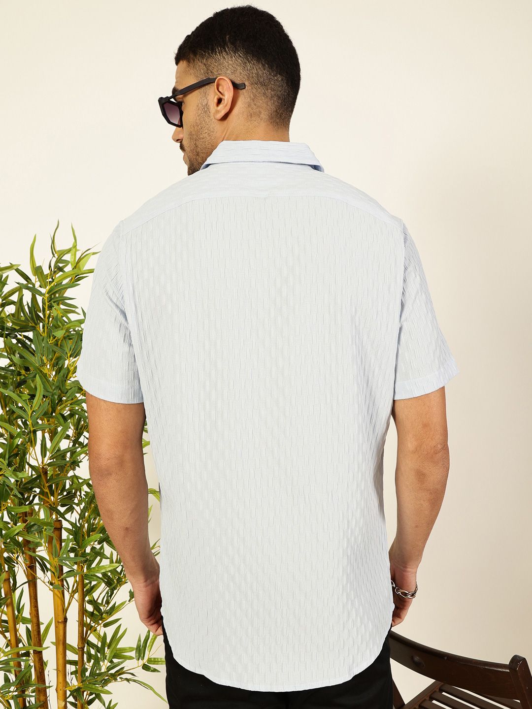 Thomas Scott Men Premium Spread Collar Textured Casual Shirt