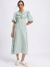 DressBerry Twisted Touch Striped Midi A-line Dress