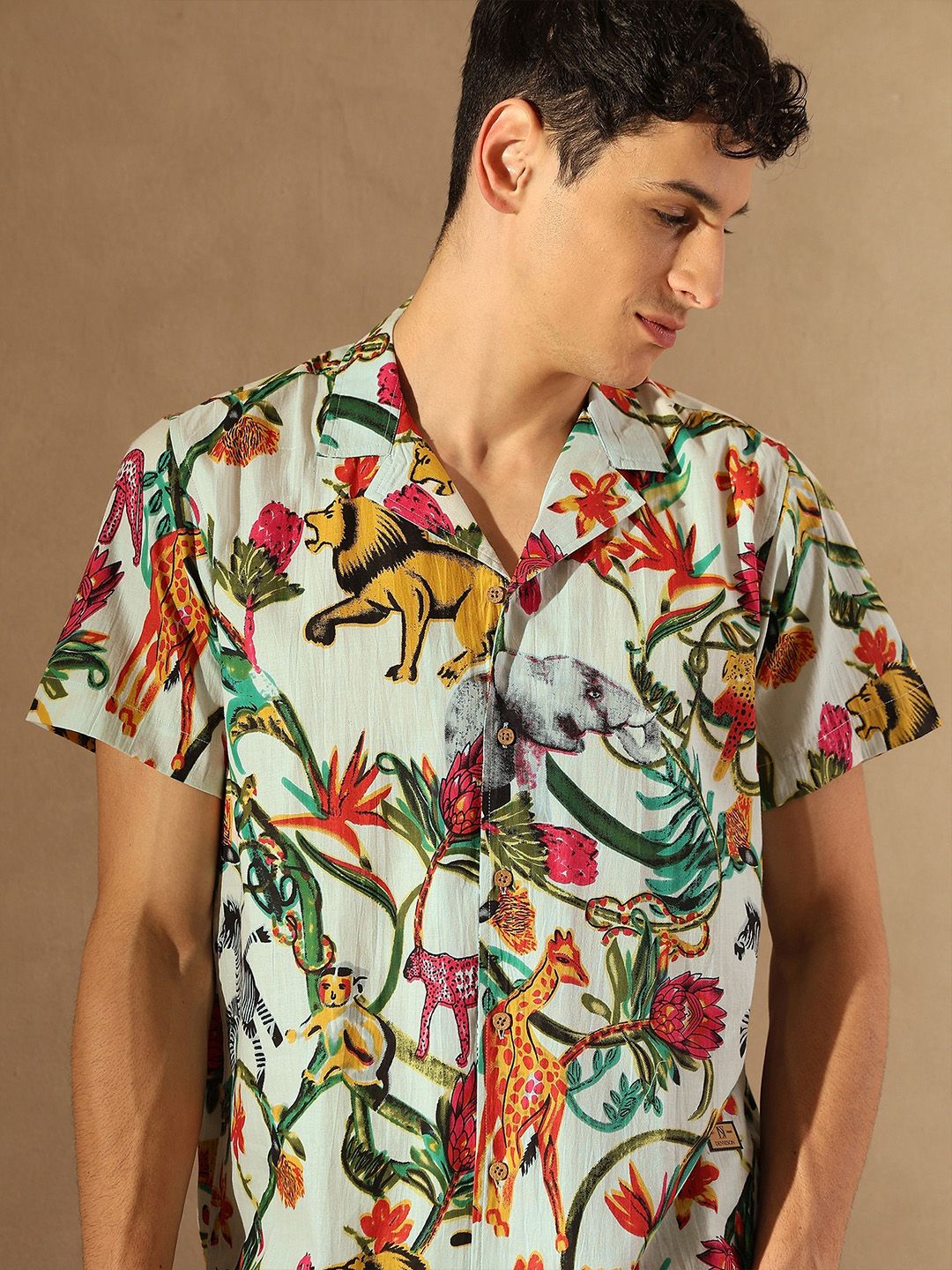DENNISON Tropical Printed Lightweight Oversized Casual Shirt
