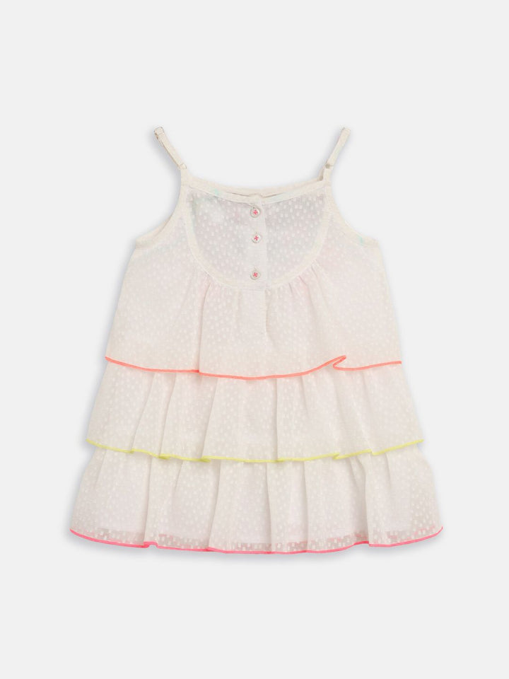 Nauti Nati Girls White Embroidered A-Line Dress