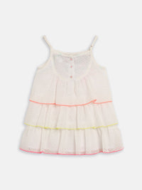 Nauti Nati Girls White Embroidered A-Line Dress