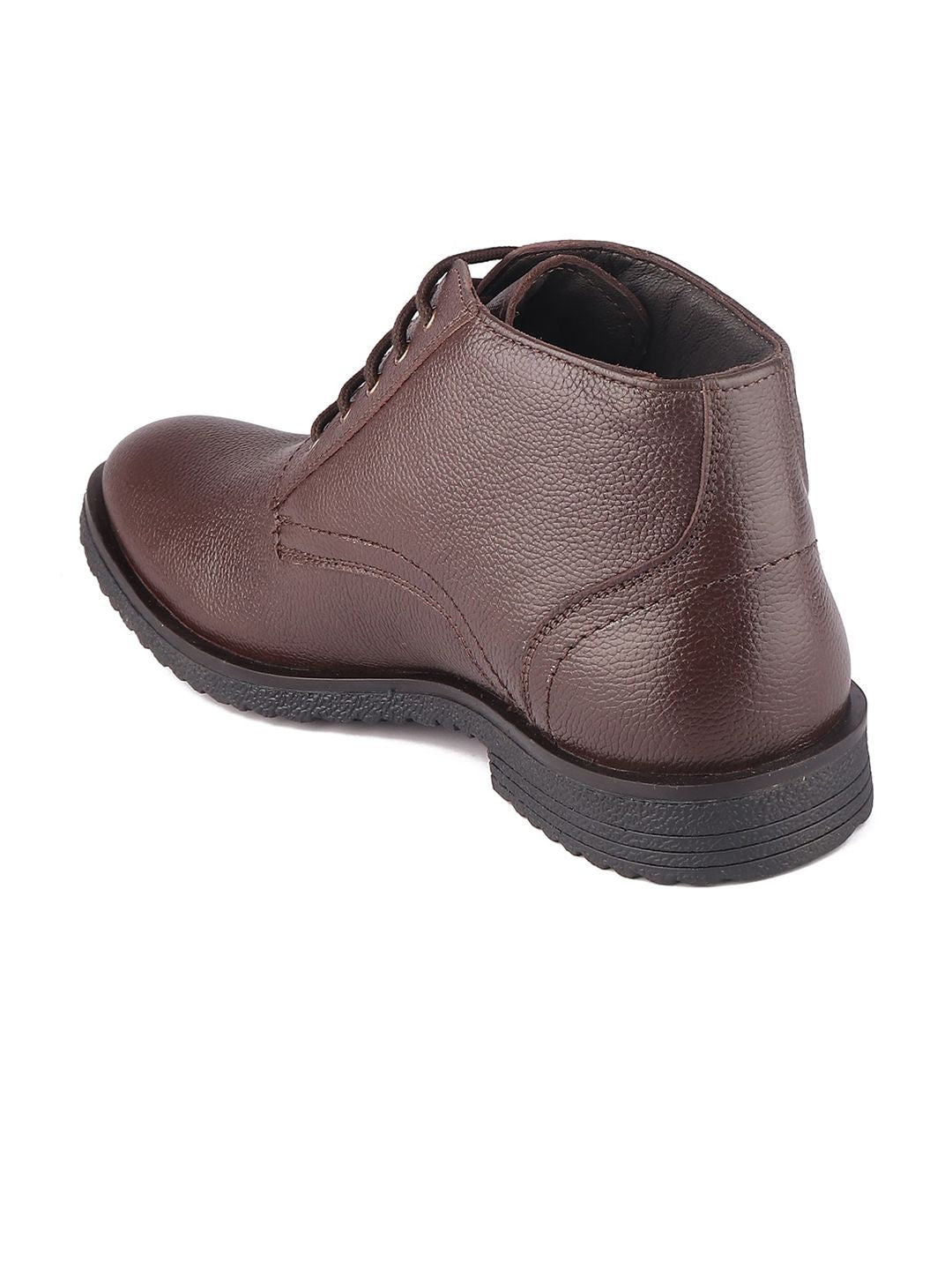 Red Chief Men Brown Textured Leather Boots