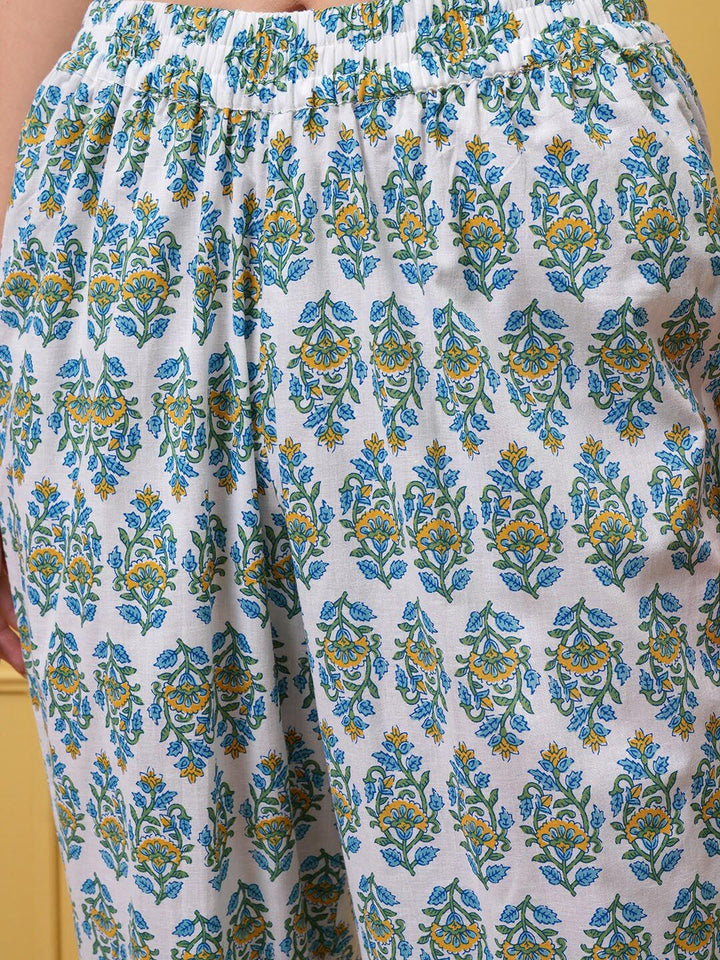 Vishudh Women Floral Printed Regular Pure Cotton Kurta with Trousers & With Dupatta