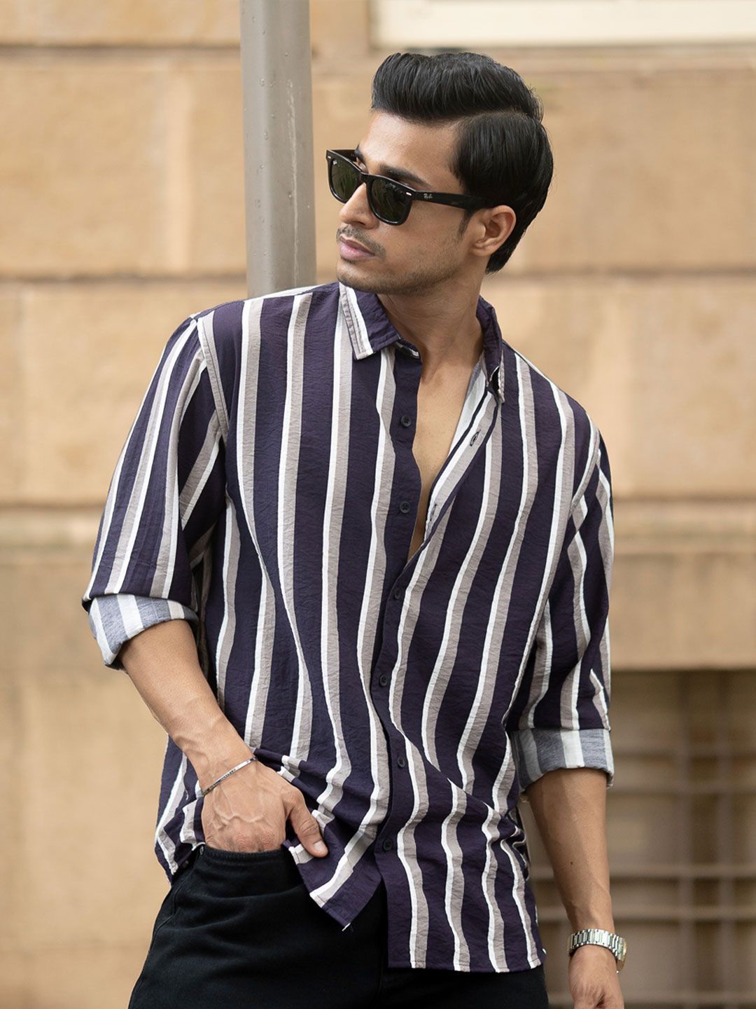 Powerlook Men Striped Spread Collar Casual Shirt