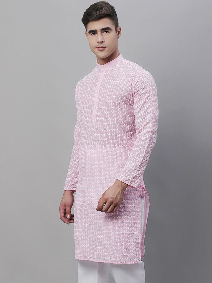 SOJANYA Kolar Mandarin Sulam Kurta Kapas Tulen