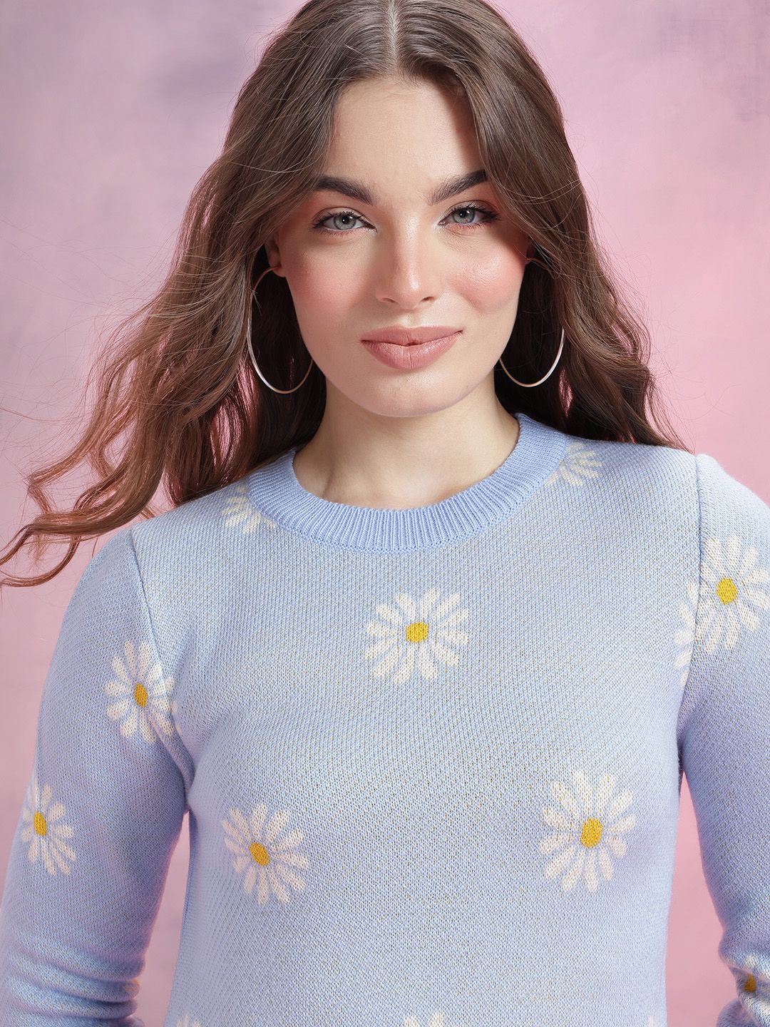 DressBerry Floral Self-Design Acrylic Pullover