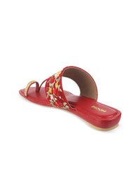 Mochi Ethnic - Embellished One-Toe Flats