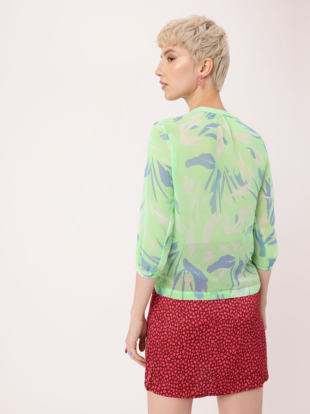 DressBerry Femi Cute Ruffle Delight Printed Perfection Top