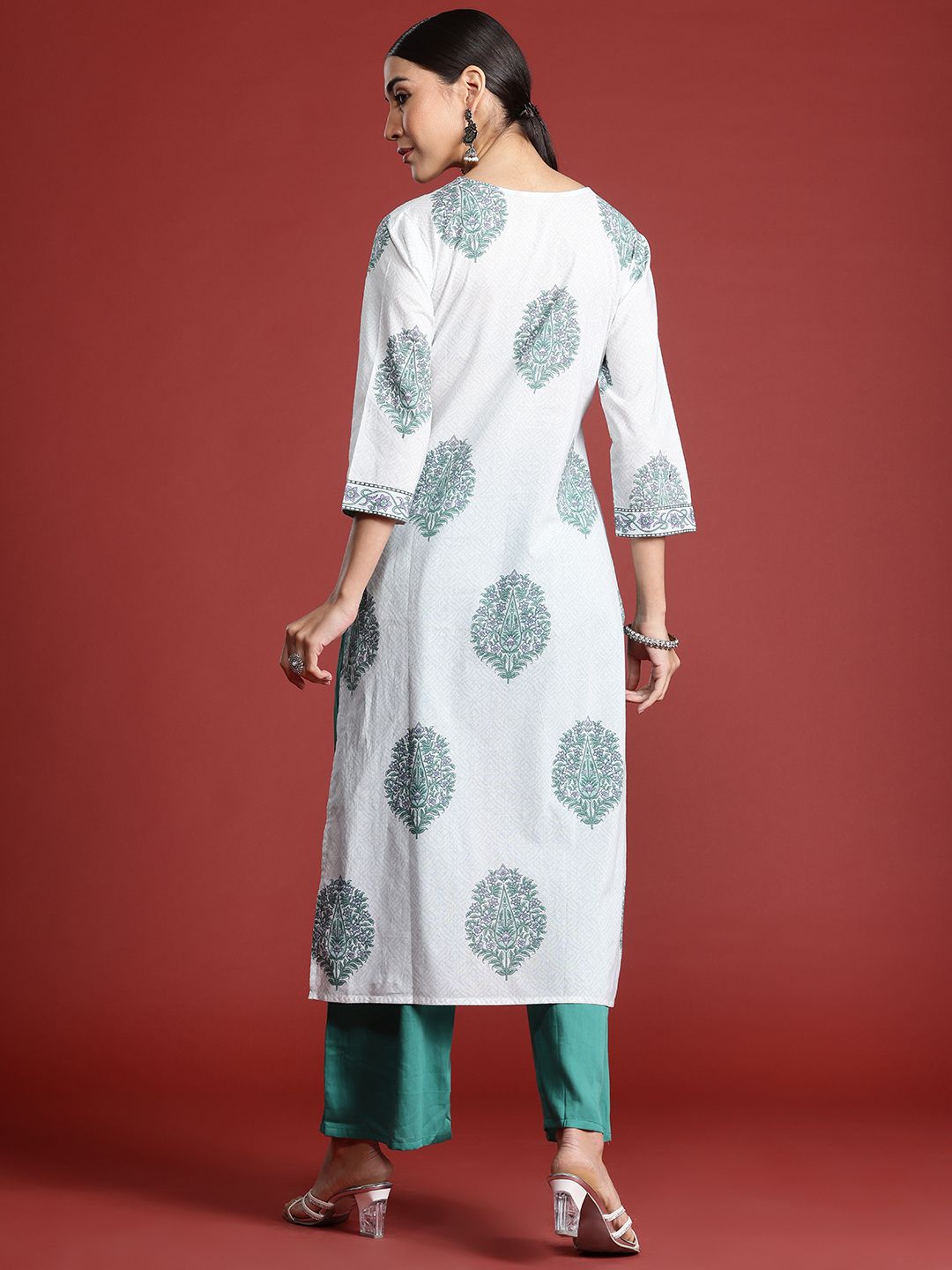 Indo Era Floral Printed Pure Cotton Kurta