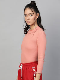 SASSAFRAS Peach-Coloured High-Neck Top