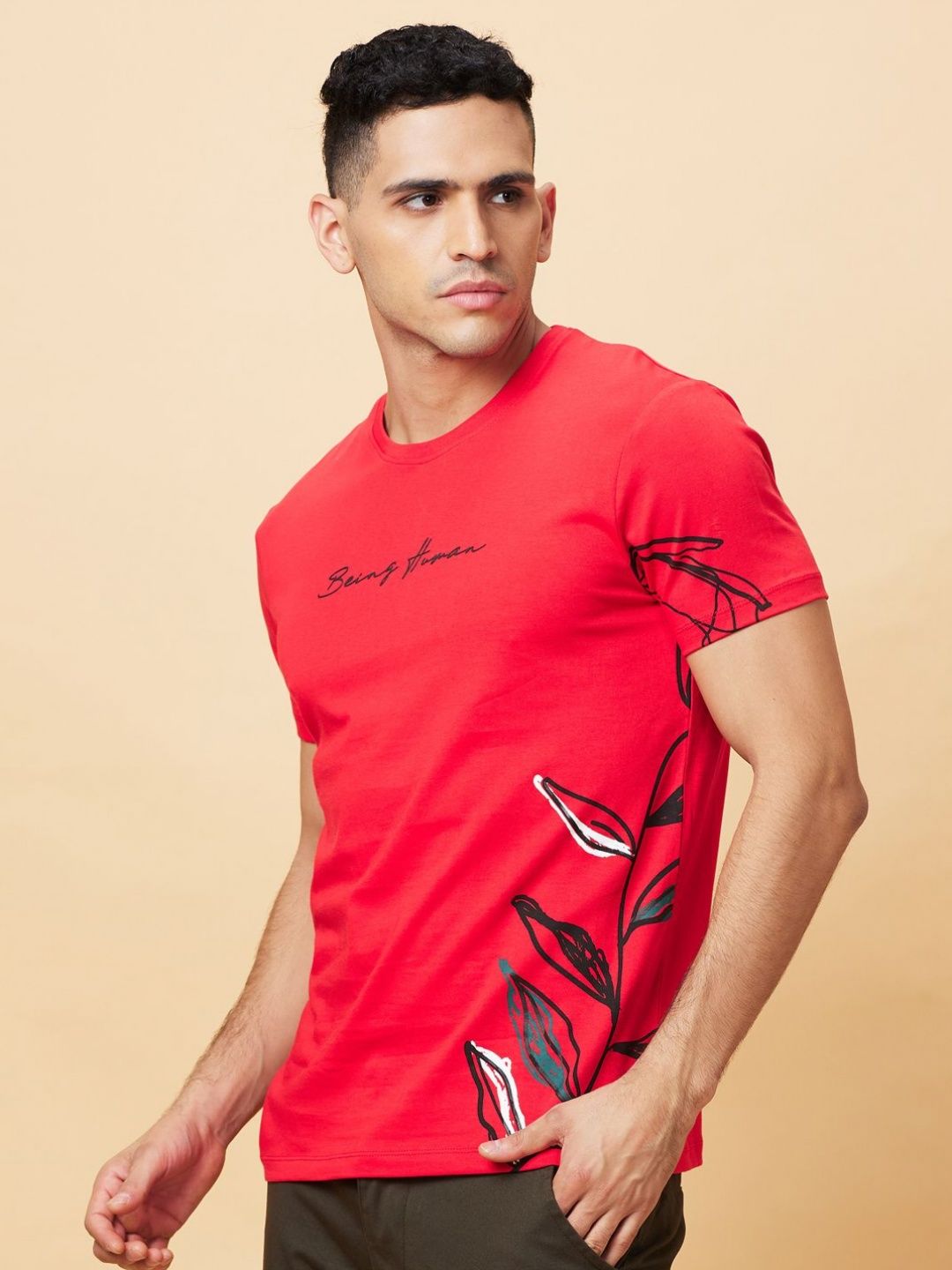 Being Human Men Printed Cut Outs T-shirt