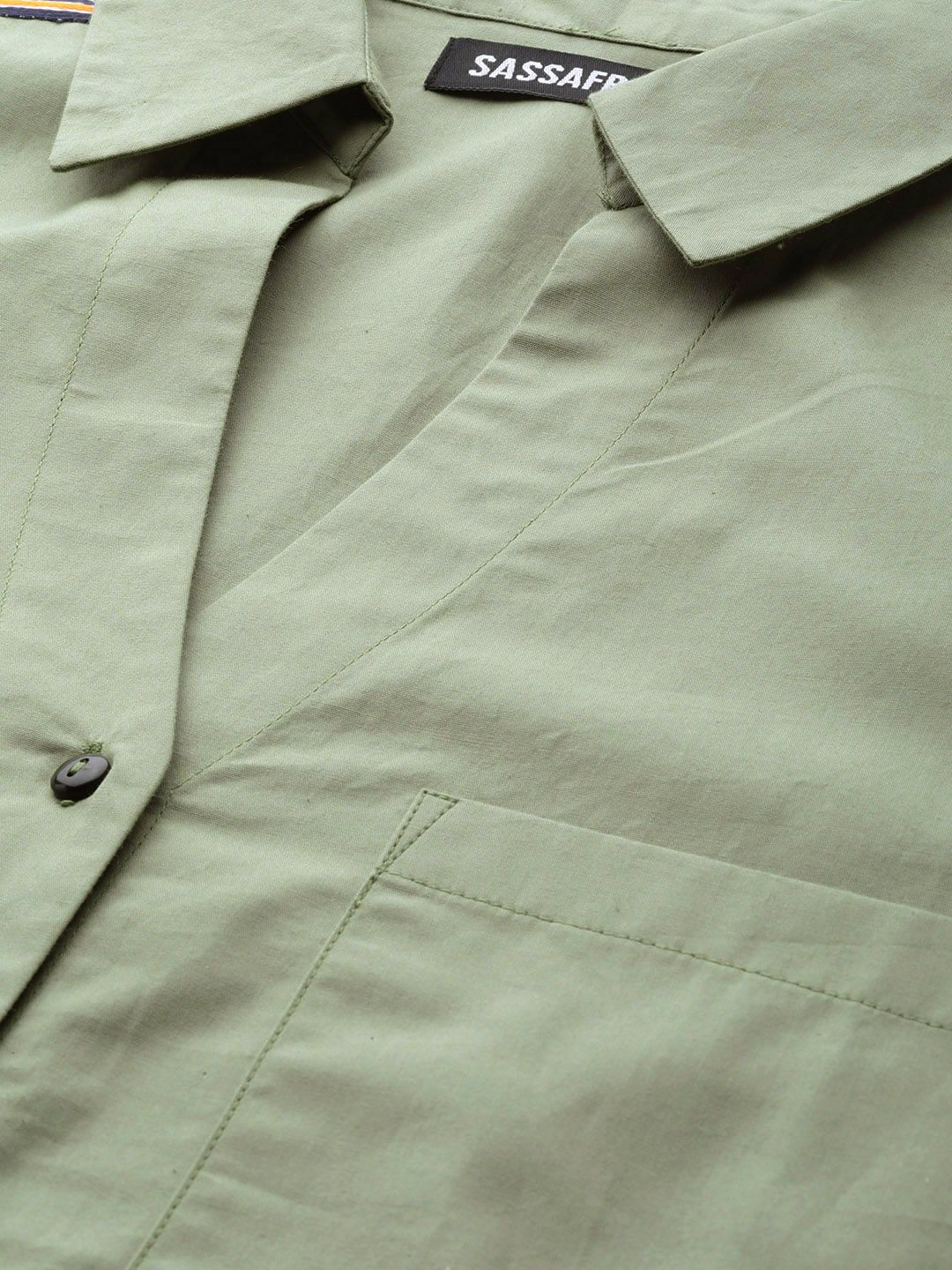 SASSAFRAS Women Green Solid Boxy Casual Shirt