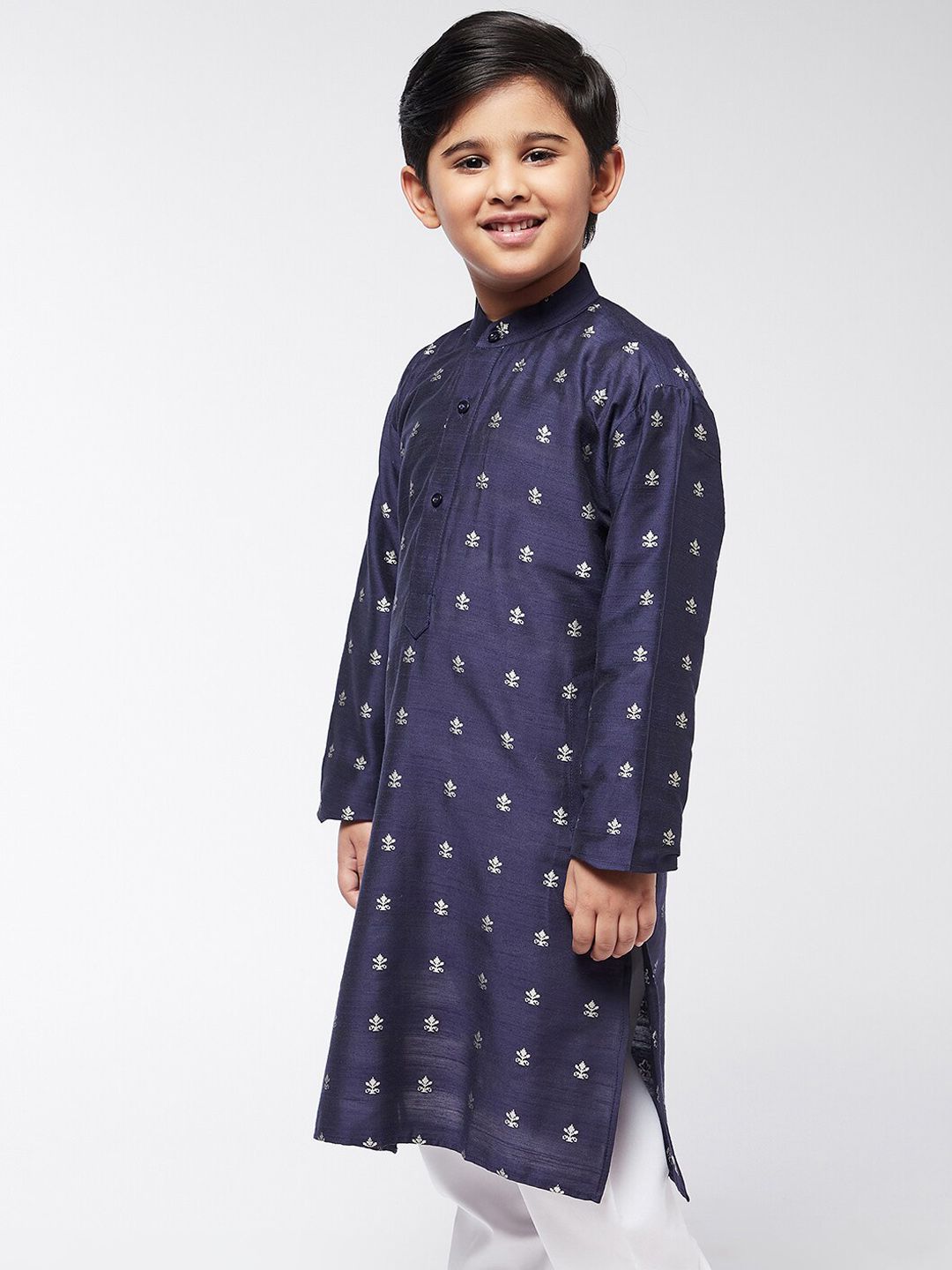SOJANYA Boys Navy Blue Geometric Printed Kurta