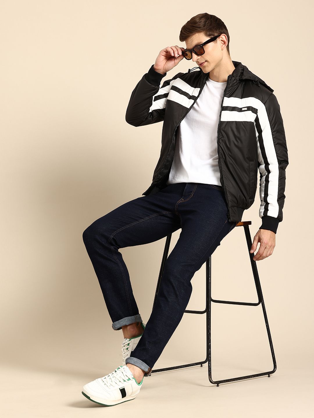 Being Human Striped Hooded Padded Jacket