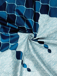 Story@home Blue & Grey 2 Pieces Geometric Window Curtain